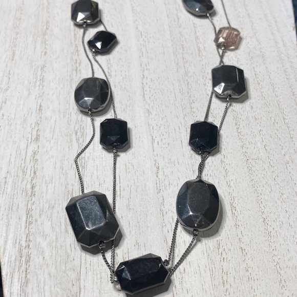 new york 2‎ strand layers gun metal long Necklace 38" - Picture 8 of 8